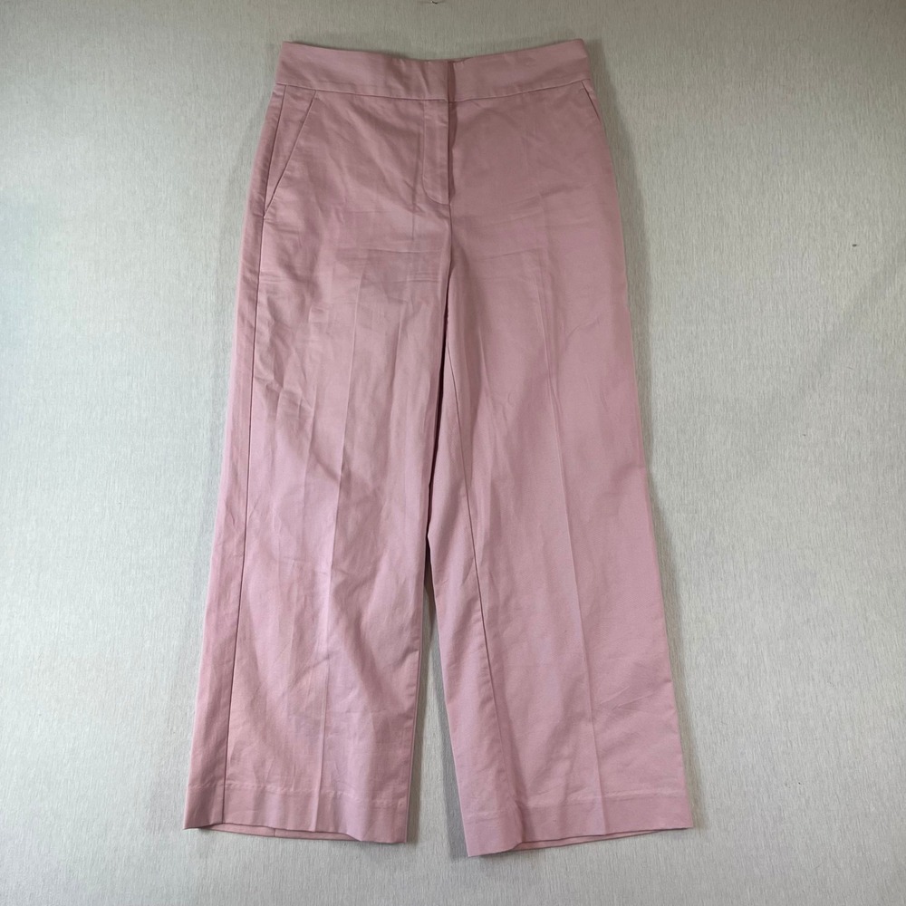 Ann Taylor Factory Crop Pants 4 Pink Wide Leg High Rise Cotton Lyocell 24" Ins